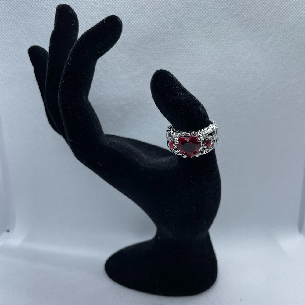 Stainless Steel Ring - Red and White/Clear